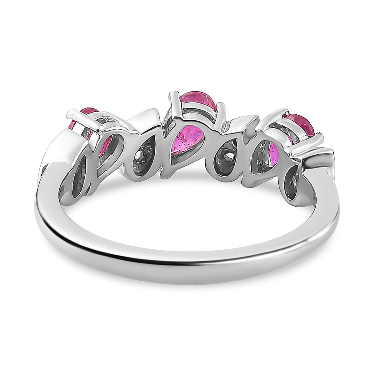 African Ruby & Natural Zircon Ring in Platinum Overlay Sterling Silver African Ruby & Natural Zircon Ring in Platinum Overlay Sterling Silver