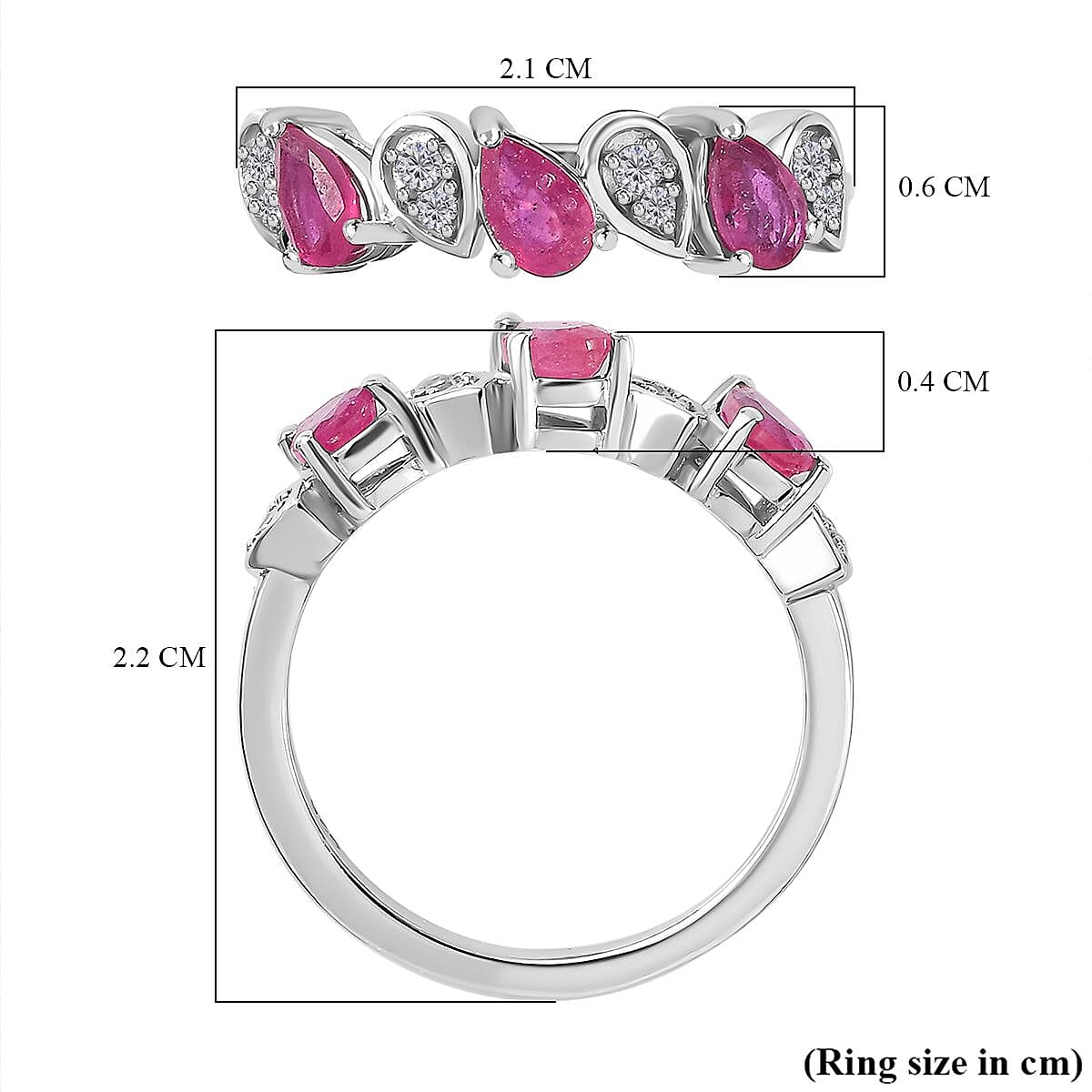 African Ruby & Natural Zircon Ring in Platinum Overlay Sterling Silver African Ruby & Natural Zircon Ring in Platinum Overlay Sterling Silver