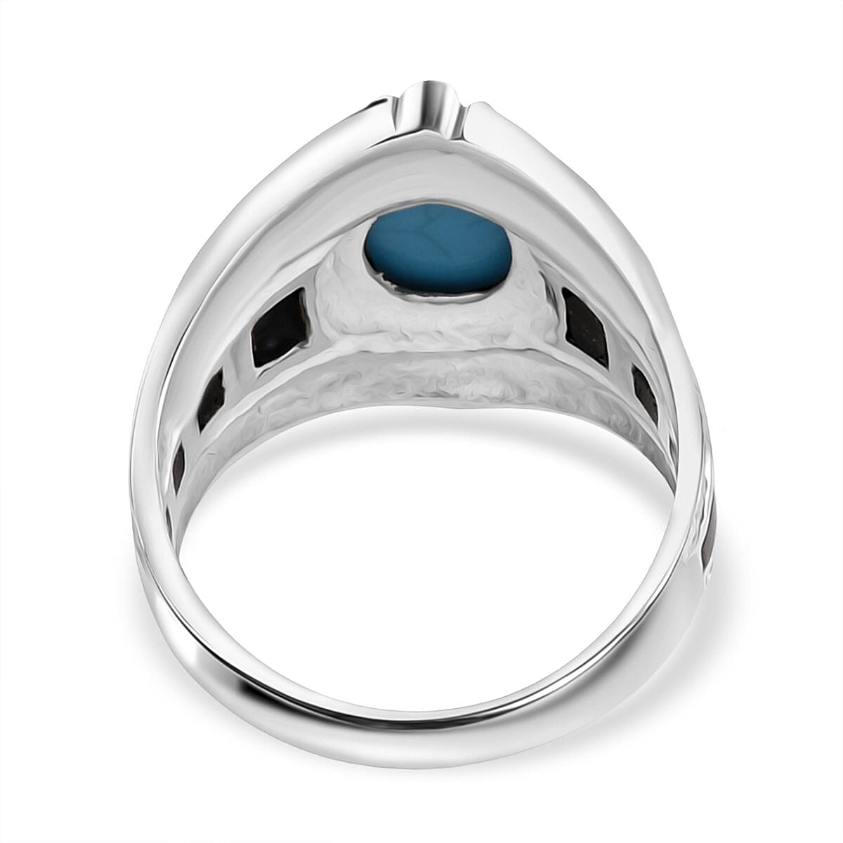 Bali Legacy Sleeping Beauty Turquoise & Abalone Shell Ring Sterling Silver 2.17 Ct, Silver Wt. 6.00 Gms.
