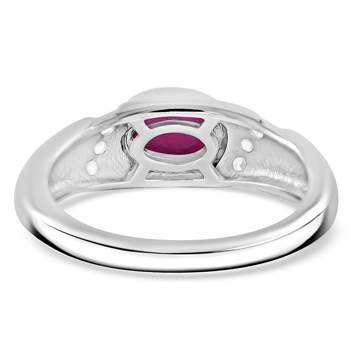 African Ruby & White Zircon Ring in Rhodium Overlay Sterling Silver 1.54 Ct. African Ruby & White Zircon Ring in Rhodium Overlay Sterling Silver 1.54 Ct.