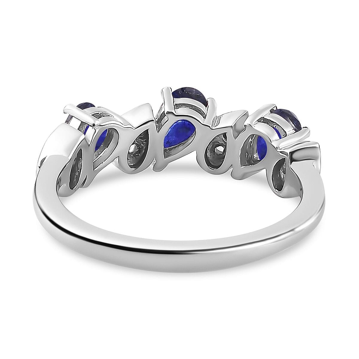 Masoala Sapphire & Natural Zircon Ring in Platinum Overlay Sterling Silver