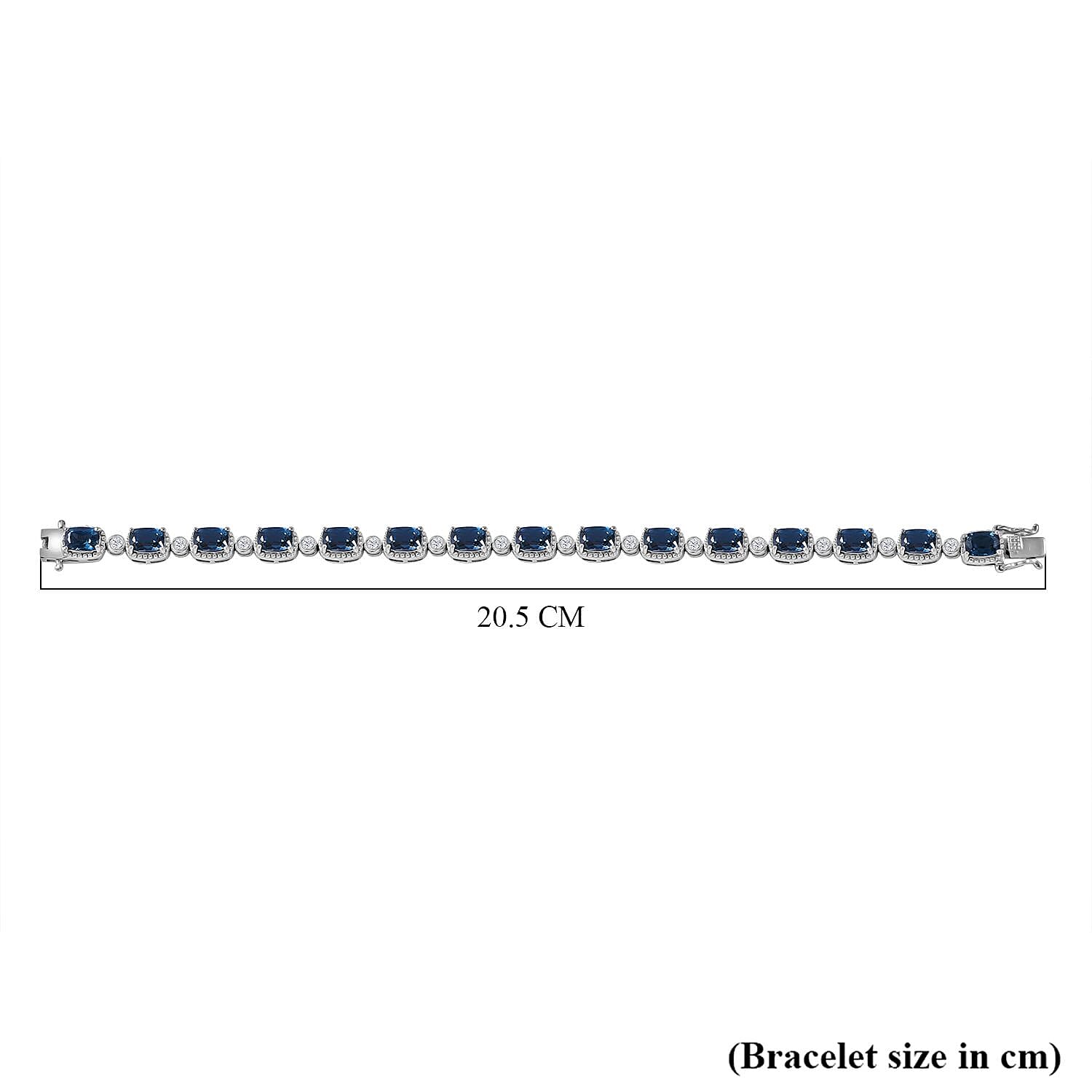 London Blue Topaz, White Zircon Bracelet (Size - 7) in Rhodium Overlay Sterling Silver 13.30 ct. London Blue Topaz, White Zircon Bracelet (Size - 7) in Rhodium Overlay Sterling Silver 13.30 ct.