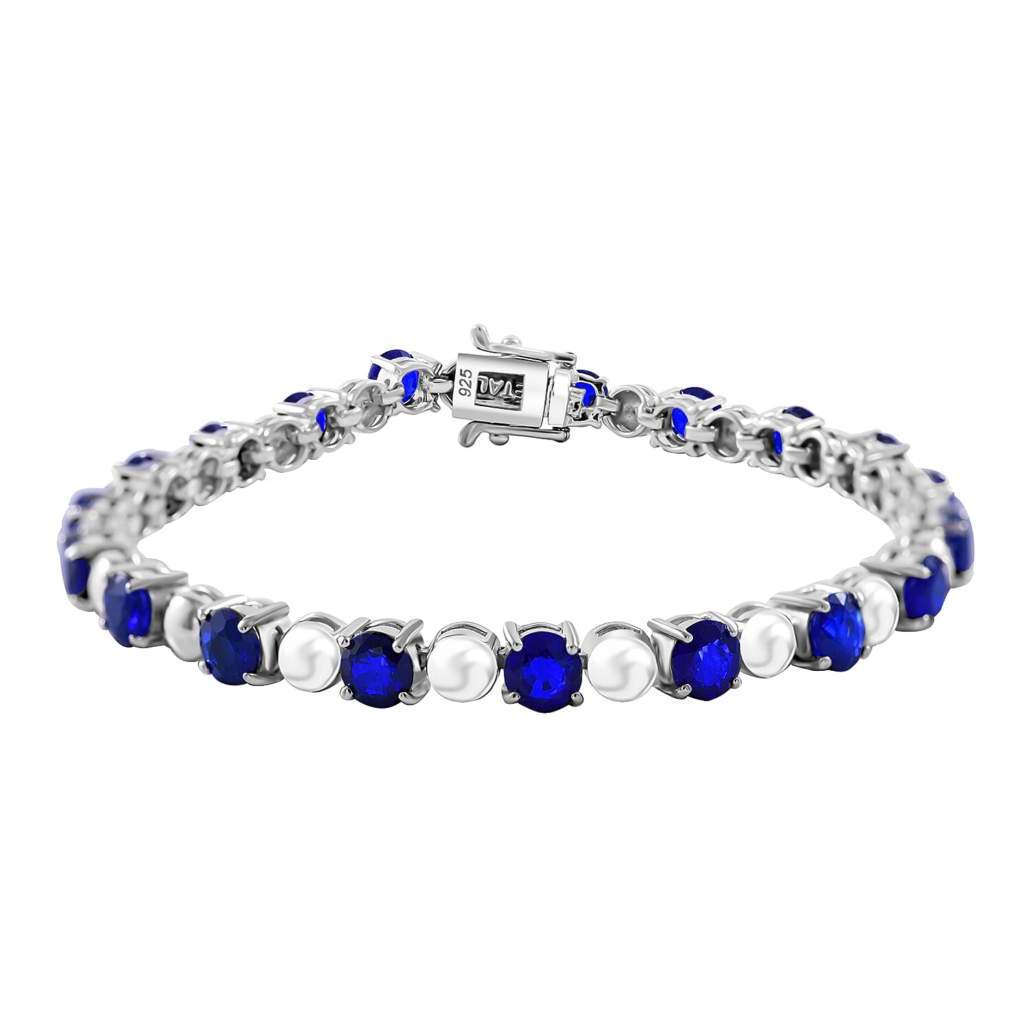 Premium Vietnamese Cobalt Blue Spinel Bracelet (Size - 7) in Rhodium Overlay Sterling Silver 10.40 ct,