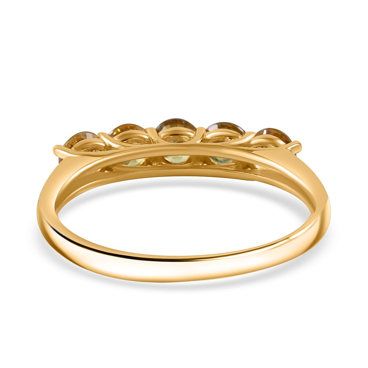 Extreme Rare Find - CHANTABURI Yellow Sapphire 5 Stone Ring in 18K Gold Vermeil Sterling Silver 1.75  Ct.