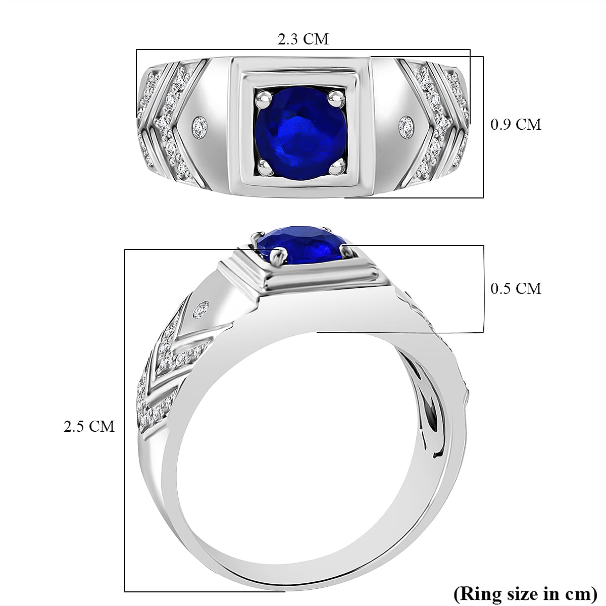 Premium Vietnamese Cobalt Blue Spinel & White Zircon Ring in Rhodium Overlay Sterling Silver 1.48 Ct.