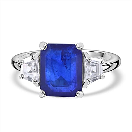 Premium Vietnamese Cobalt Blue Spinel Ring in Rhodium Overlay Sterling Silver 3.70 ct