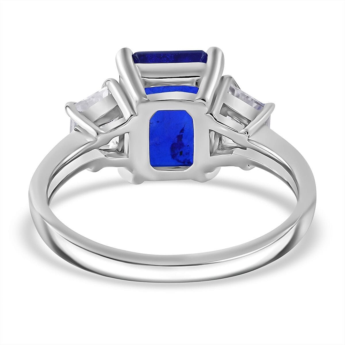 Premium Vietnamese Cobalt Blue Spinel Ring in Rhodium Overlay Sterling Silver 3.54 Ct.