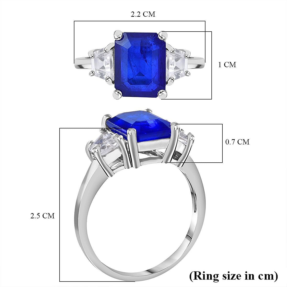 Premium Vietnamese Cobalt Blue Spinel Ring in Rhodium Overlay Sterling Silver 3.54 Ct.