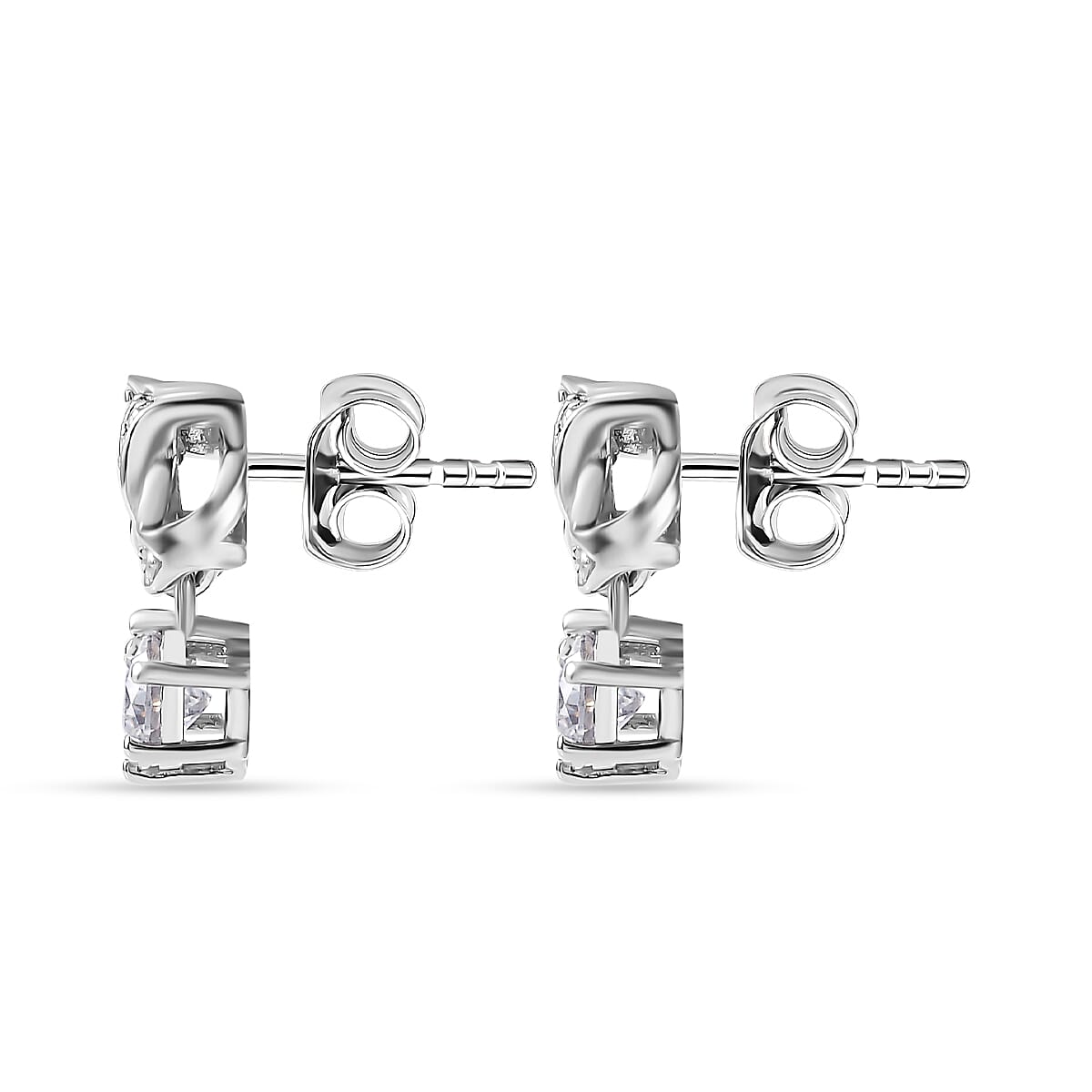Moissanite Bowknot Earrings in Platinum Overlay Sterling Silver 1.15 Ct.