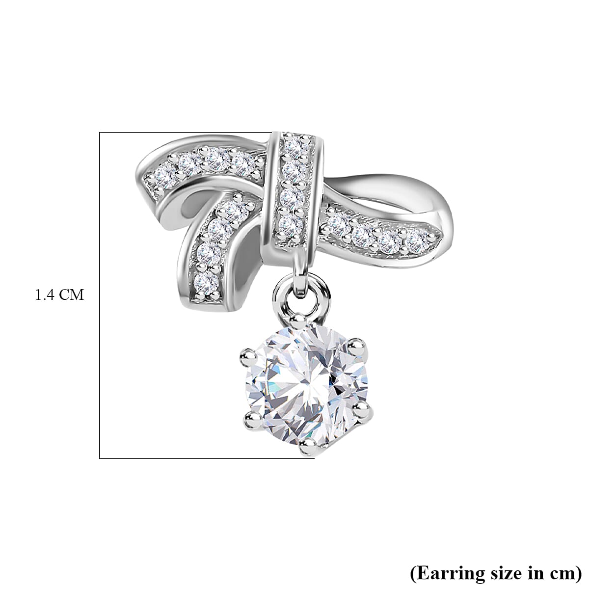 Moissanite Bowknot Earrings in Platinum Overlay Sterling Silver 1.15 Ct.