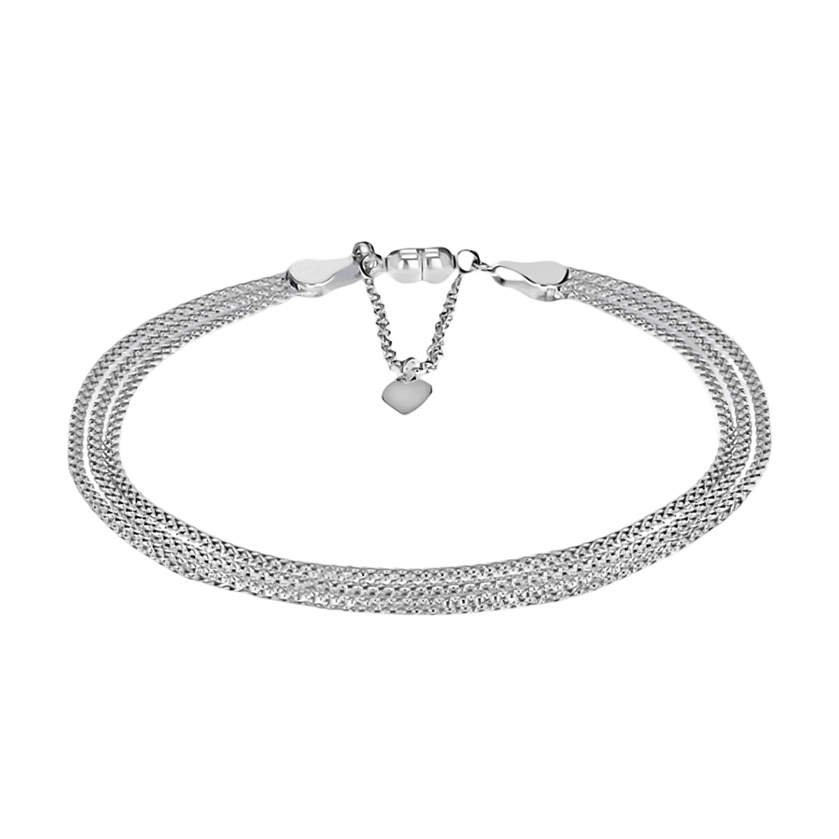 Italian Closeout - 3 Strand Popcorn Chain Magnetic Bracelet in Sterling Silver (Size - 7.5),