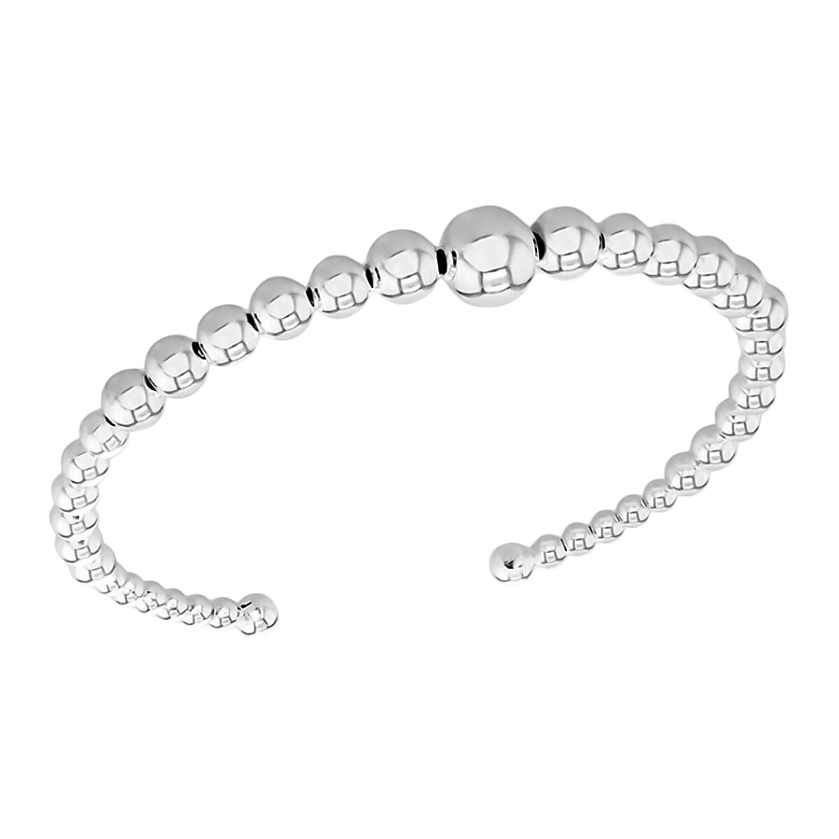 Italian Closeout - Graduated-Ball Flexible Cuff Bangle in Sterling Silver, Silver Wt. 6.2 Gms