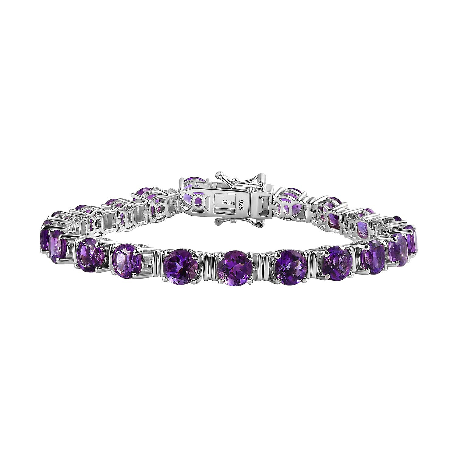 Moroccan Amethyst Tennis Bracelet (Size - 7) in Platinum Overlay Sterling Silver 17.40 Ct, Silver Wt 14.60 GM