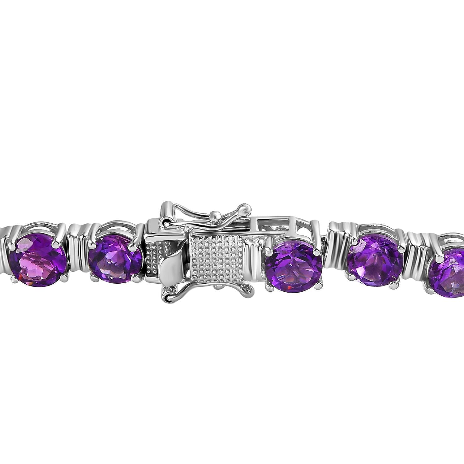 Moroccan Amethyst Tennis Bracelet (Size - 7) in Platinum Overlay Sterling Silver 17.40 Ct, Silver Wt 14.60 GM