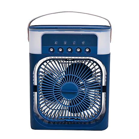 Portable Air Cooler Mist Fan Humidifier With Night Light and 600ML Capacity - Blue