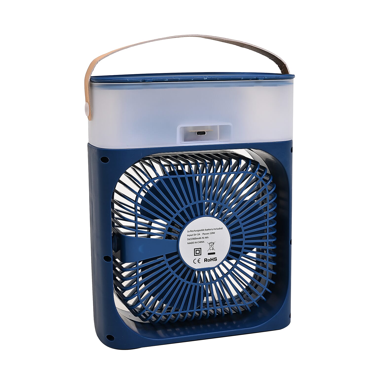 Portable Air Cooler Mist Fan Humidifier With Night Light and 600ML Capacity - Blue