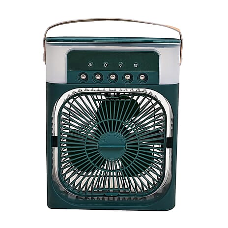 Portable Air Cooler Mist Fan Humidifier With Night Light and 600ML Capacity - Green