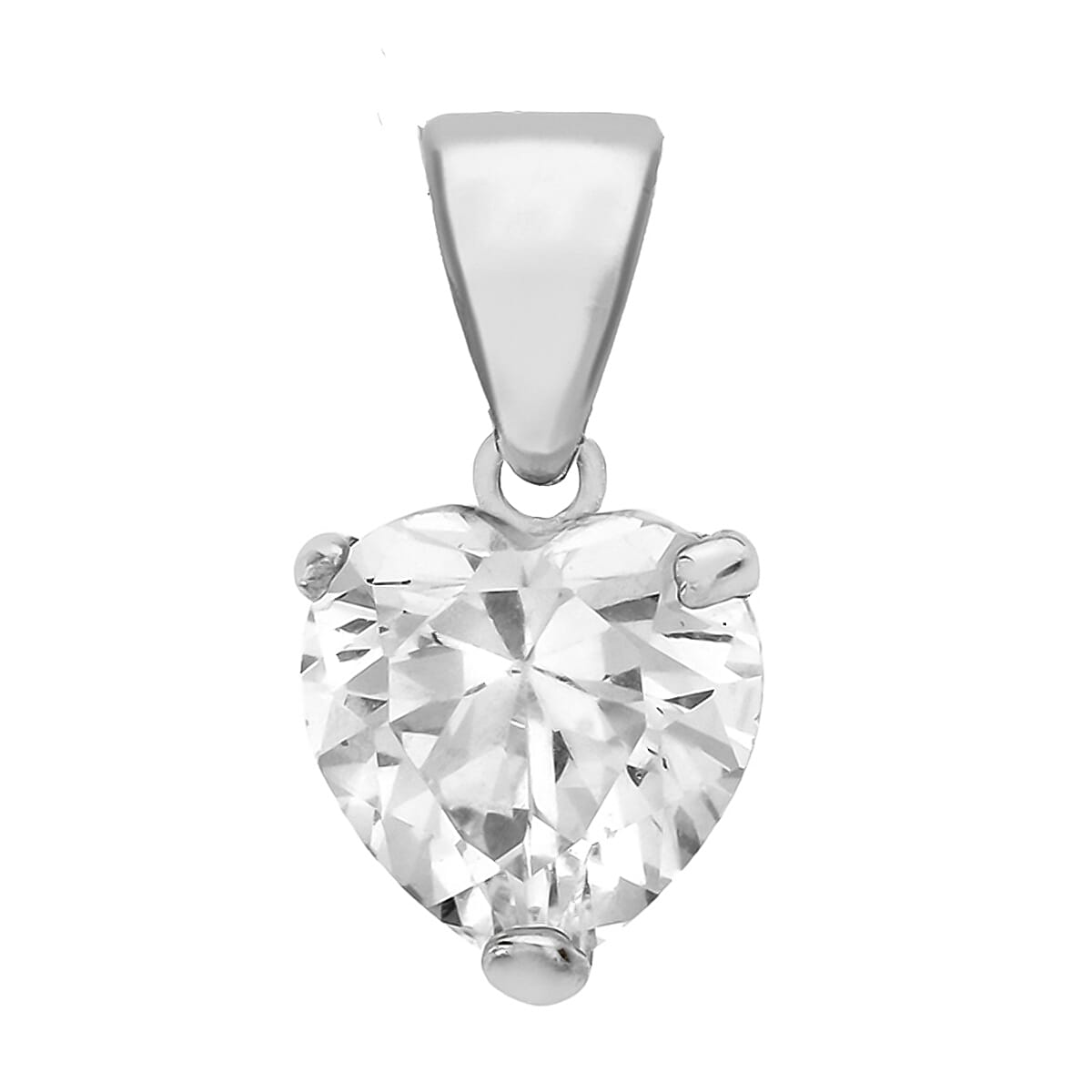 Cubic Zirconia Solitaire Heart Pendant in Sterling Silver