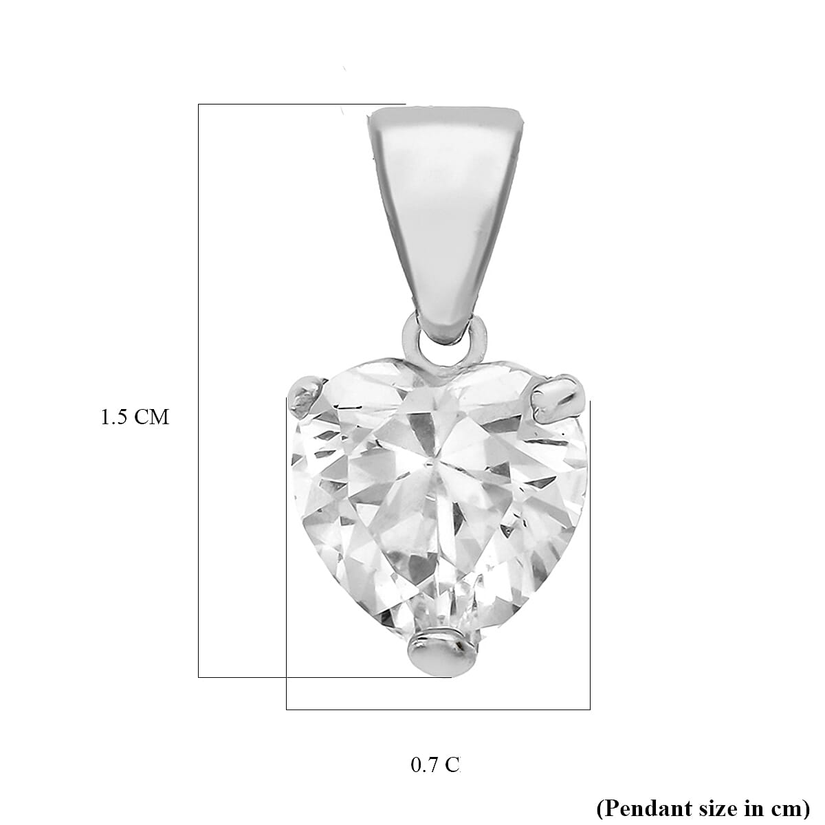 Cubic Zirconia Solitaire Heart Pendant in Sterling Silver
