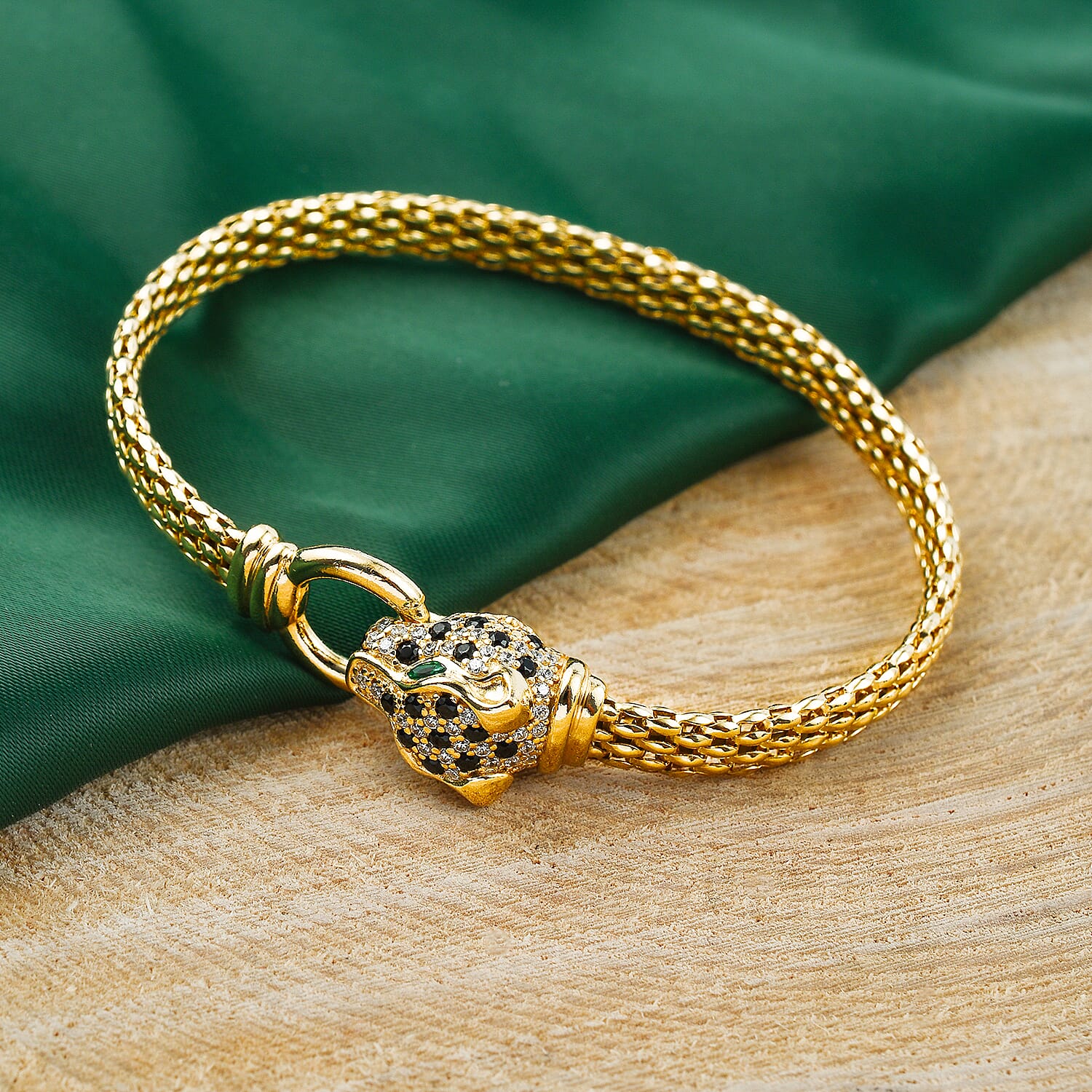 Green Cubic Zirconia , Cubic Zirconia , Black Cubic Zirconia Bangle Sterling Silver 0.41 ct, Silver Wt. 23.84 Gms 0.411 Ct.