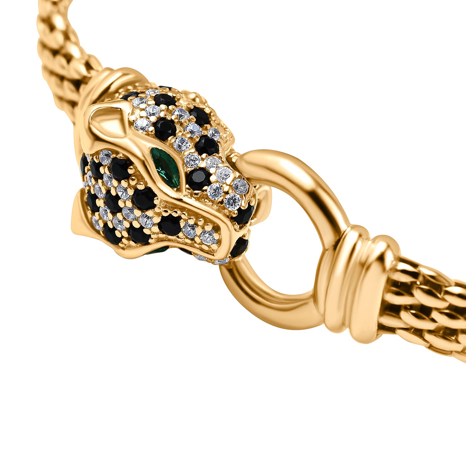 Green Cubic Zirconia , Cubic Zirconia , Black Cubic Zirconia Bangle Sterling Silver 0.41 ct, Silver Wt. 23.84 Gms 0.411 Ct.