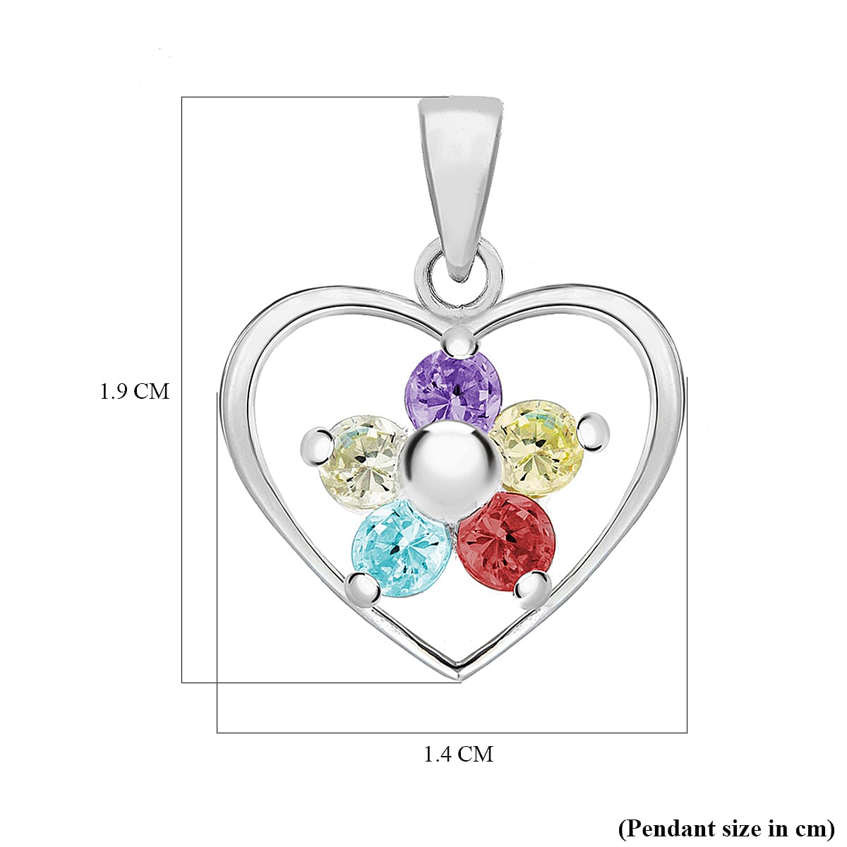 Cubic Zirconia Heart Pendant in Sterling Silver
