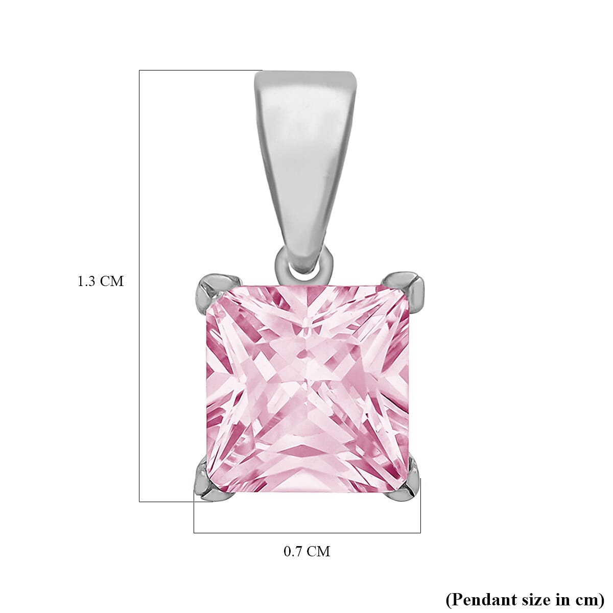 Pink Cubic Zirconia Solitaire Pendant in Sterling Silver