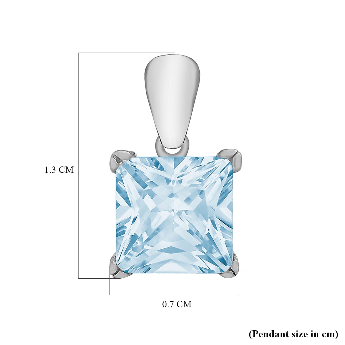 Light Blue Cubic Zirconia Solitaire Pendant in Sterling Silver
