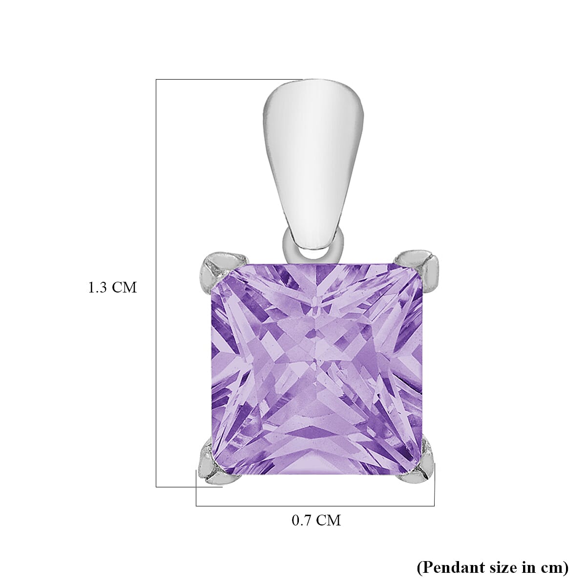 Purple Cubic Zirconia Solitaire Pendant in Sterling Silver
