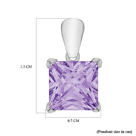 Purple Cubic Zirconia Solitaire Pendant in Sterling Silver