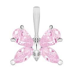 Sterling Silver Pink Cubic Zirconia Butterfly Pendant