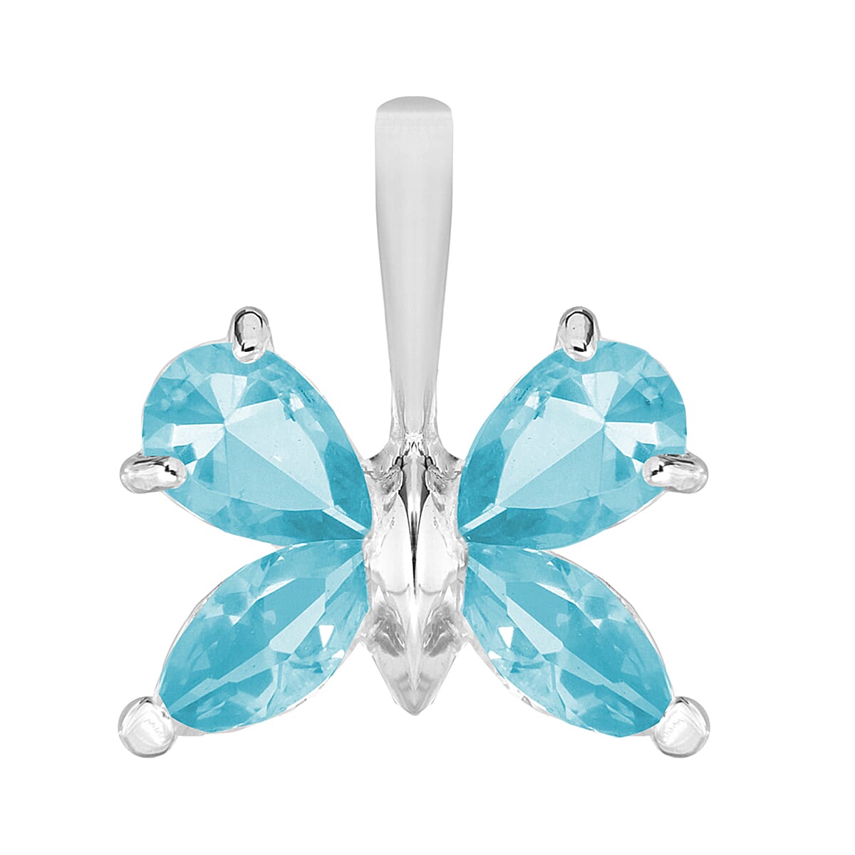Blue Cubic Zirconia Butterfly Pendant in Sterling Silver