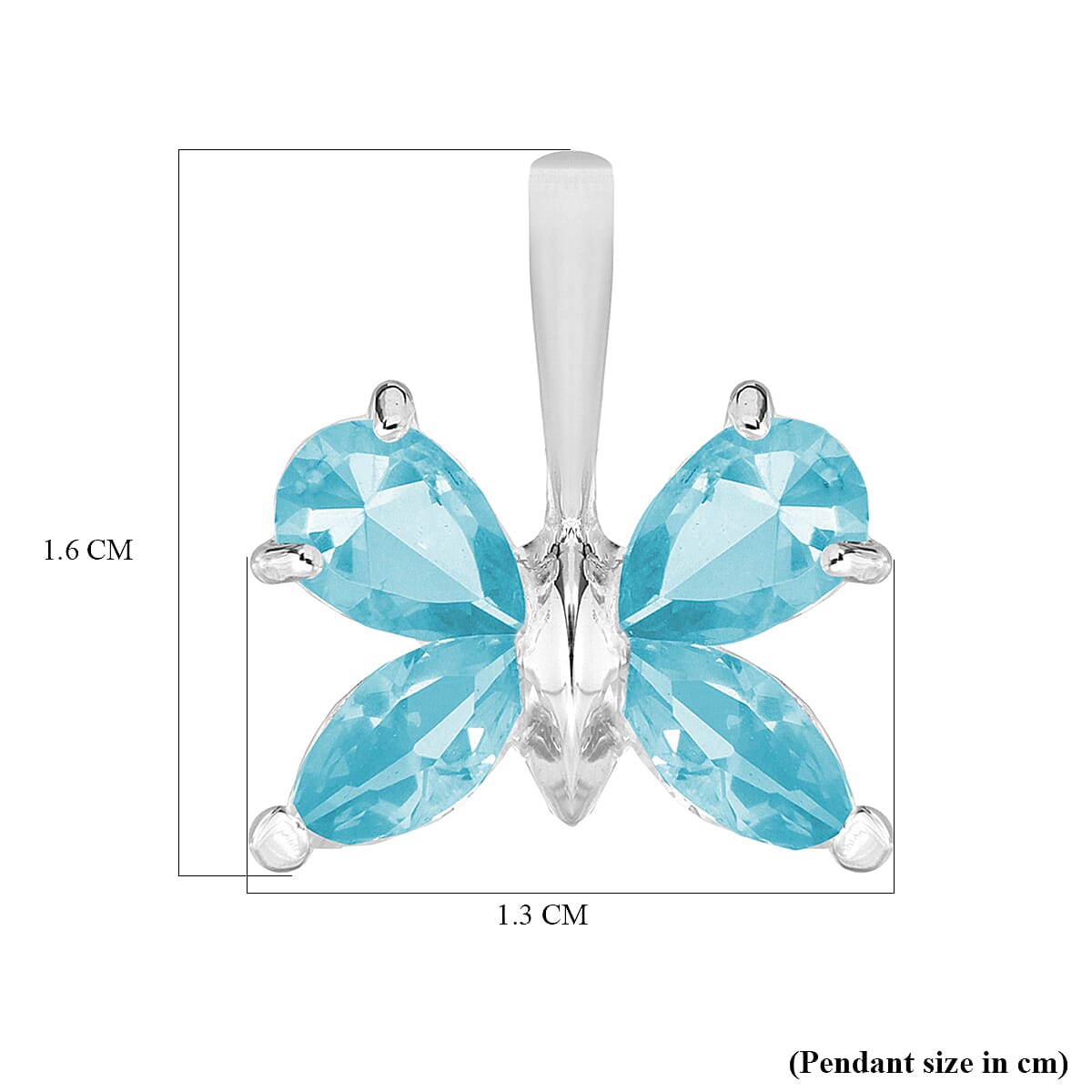Blue Cubic Zirconia Butterfly Pendant in Sterling Silver
