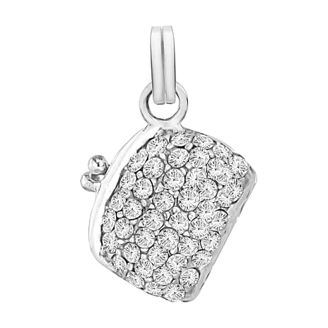 Cubic Zirconia Hinged Crystal Bag Pendant in Sterling Silver