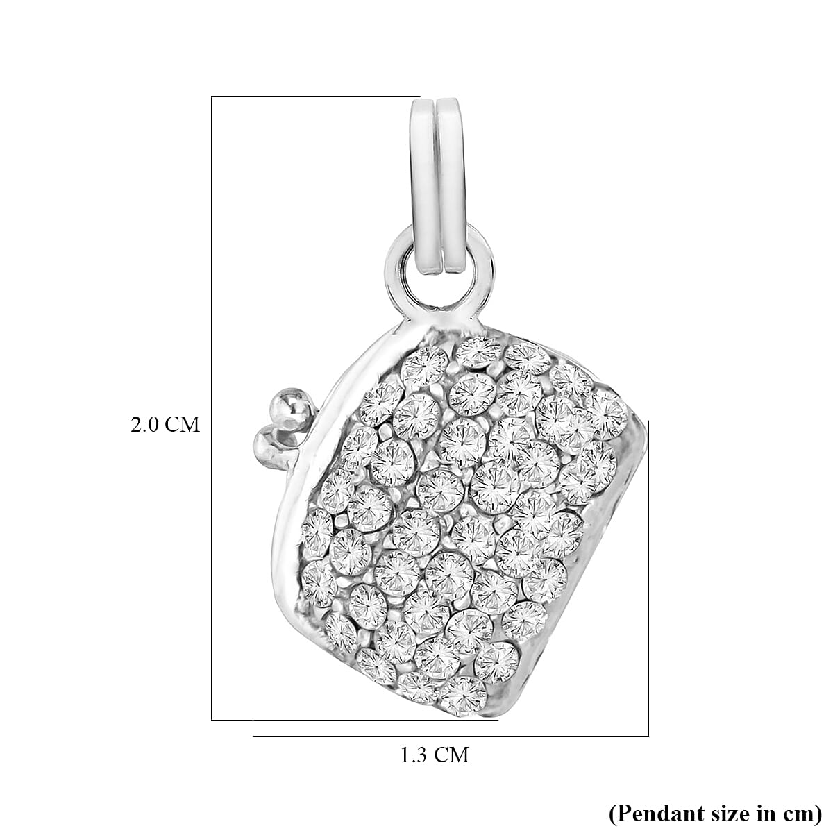 Cubic Zirconia Hinged Crystal Bag Pendant in Sterling Silver