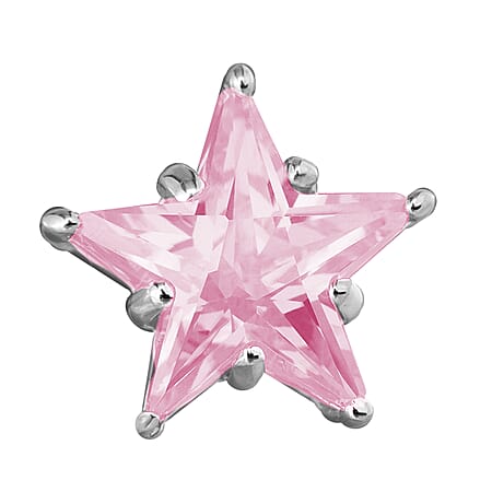 Sterling Silver Pink Cubic Zirconia Star Pendant