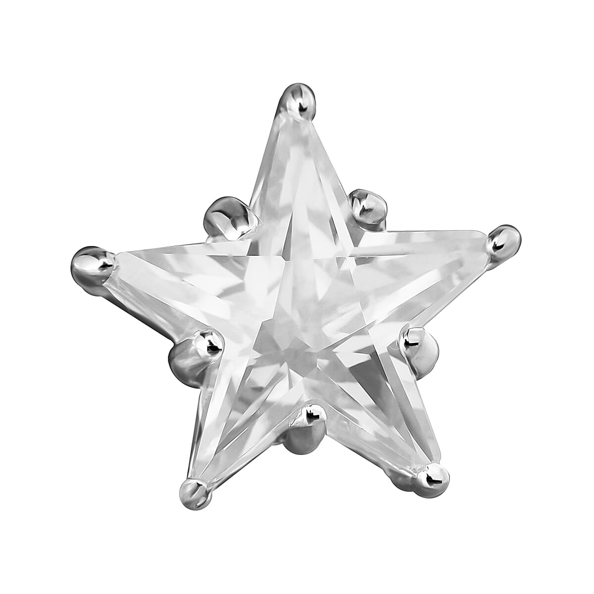 Cubic Zirconia Solitaire Star Pendant in Sterling Silver