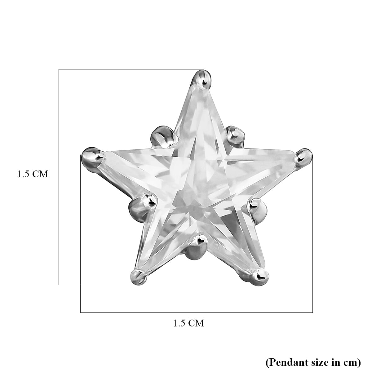 Cubic Zirconia Solitaire Star Pendant in Sterling Silver