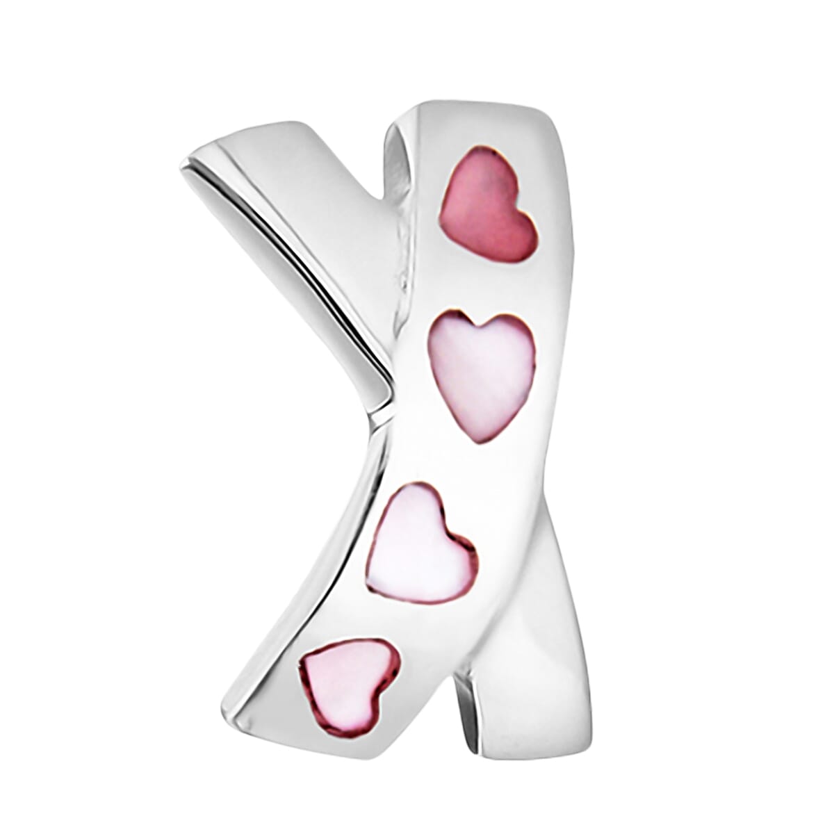 Sterling Silver MOP Heart Kiss Pendant