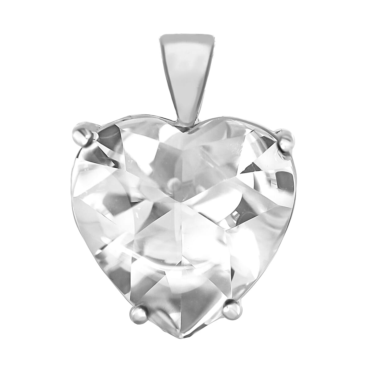 Cubic Zirconia Solitaire Chunky Heart Pendant in Sterling Silver, Silver Wt 7.00 GM
