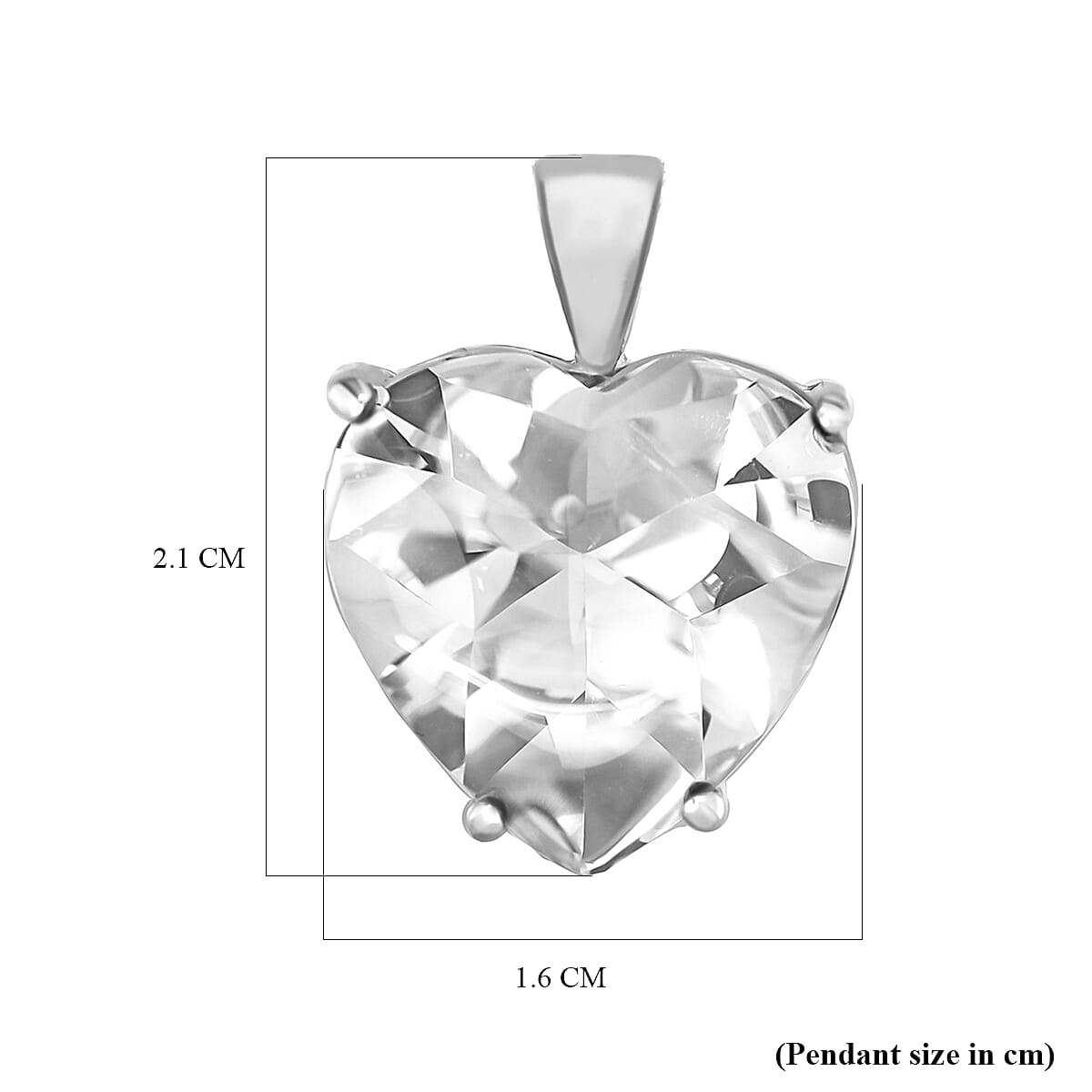 Cubic Zirconia Solitaire Chunky Heart Pendant in Sterling Silver, Silver Wt 7.00 GM