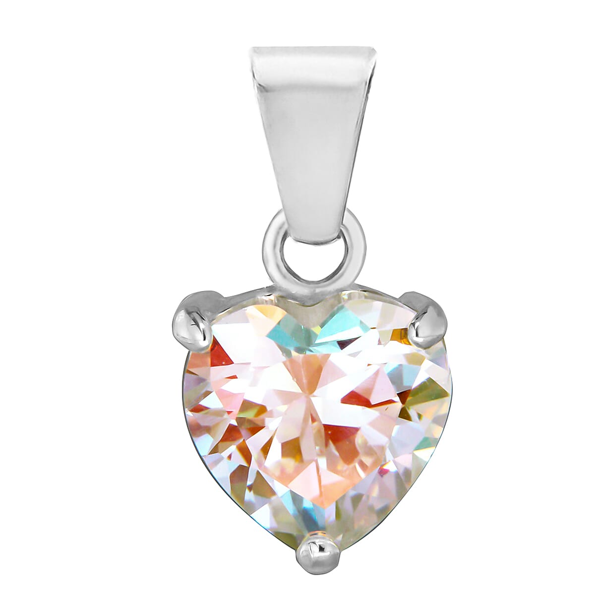 Borealis Cubic Zirconia Solitaire Pendant in Sterling Silver