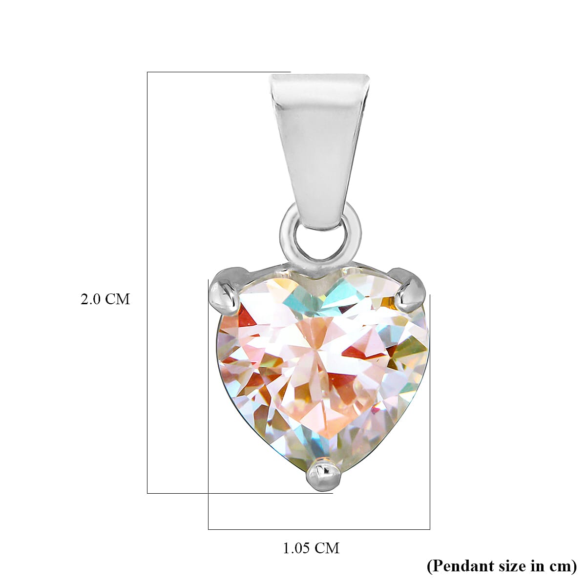 Borealis Cubic Zirconia Solitaire Pendant in Sterling Silver