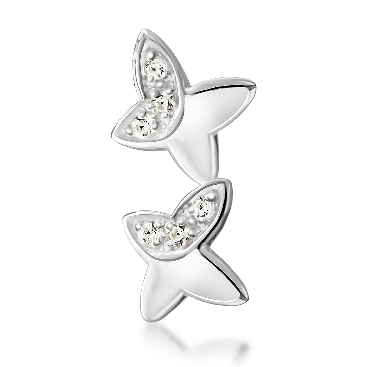 Cubic Zirconia Double Butterfly Pendant in Sterling Silver