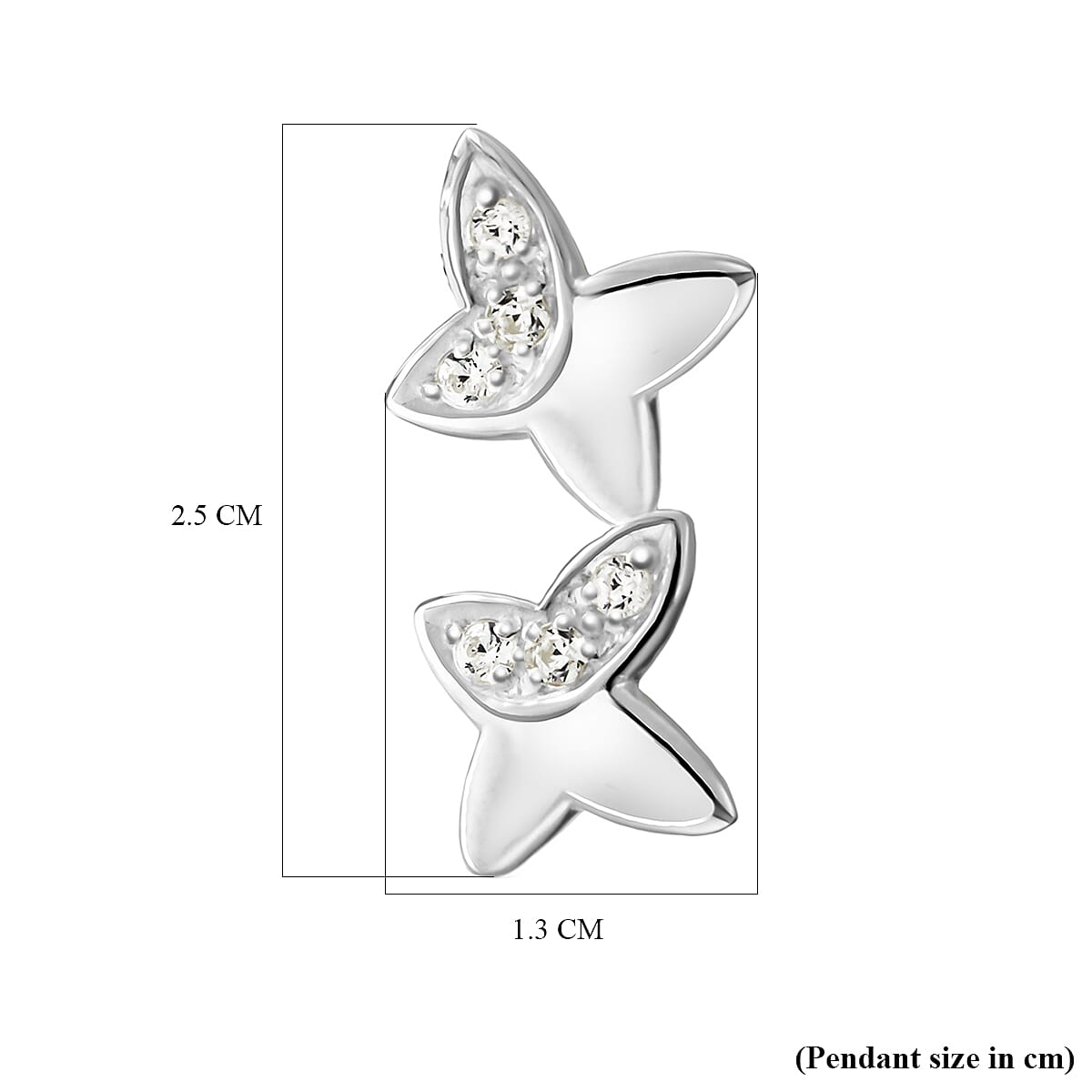 Cubic Zirconia Double Butterfly Pendant in Sterling Silver