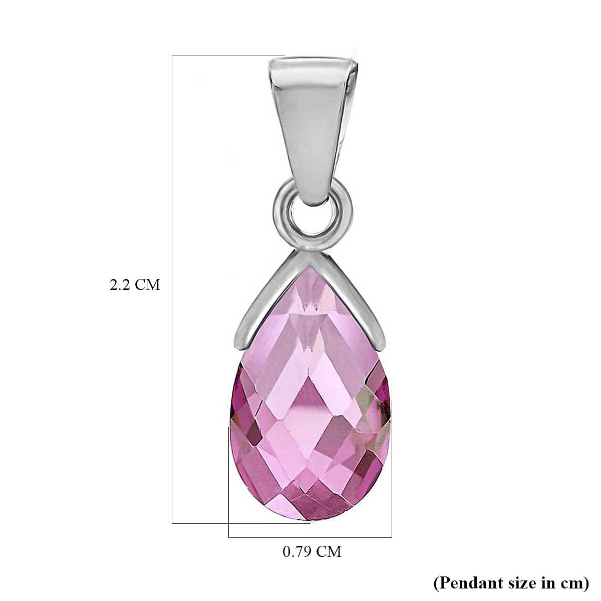 Pink Cubic Zirconia Solitaire Pendant in Sterling Silver0  Ct.