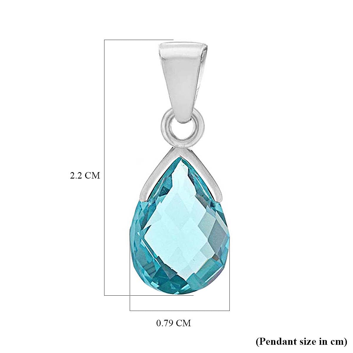 Blue Cubic Zirconia Solitaire Pendant in Sterling Silver