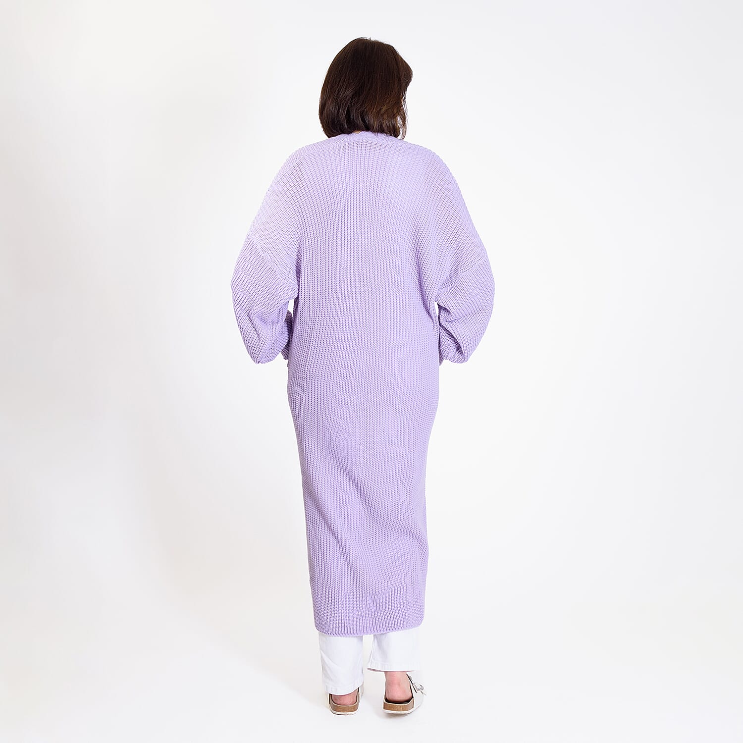 Edge to Edge Knitted Long Cardigan (Size 8-20) - Soft Lilac