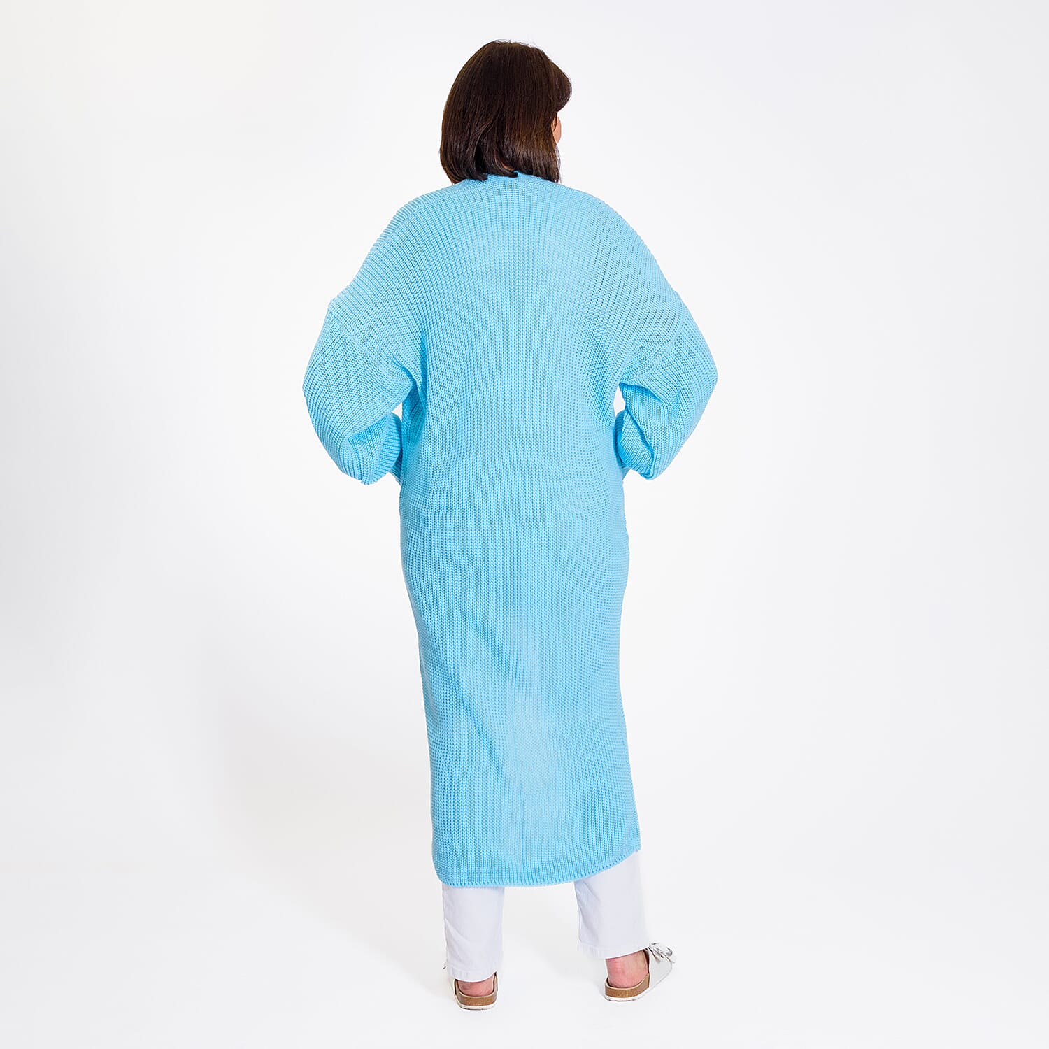 Edge to Edge Knitted Long Cardigan (Size 8-20) - Sea Spray