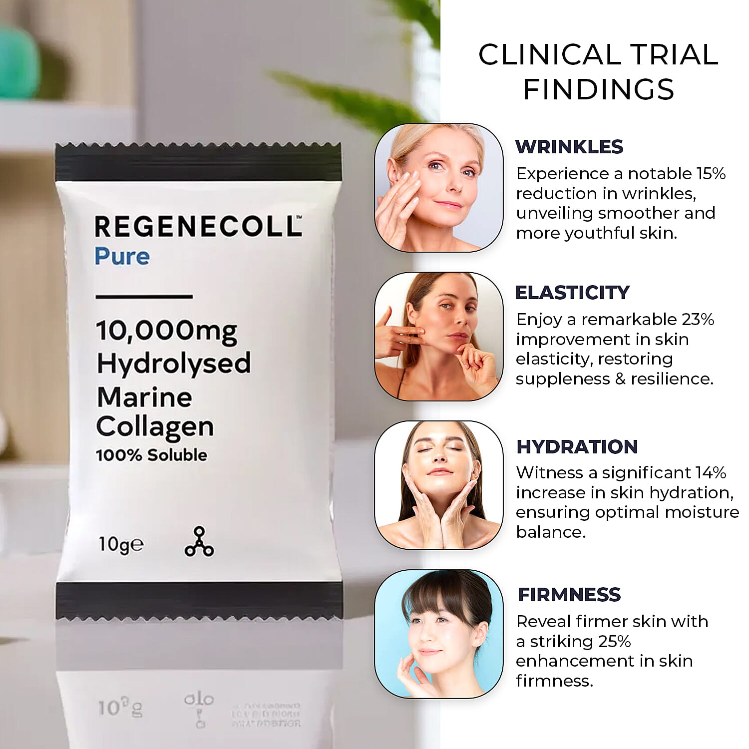 Regenecoll Pure 10,000mg Hydrolysed Marine Collagen (12 Week Plan)- Free Wake Up & Glow and Calm Collagen Sachets